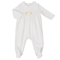 G13019: Baby Unisex Smocked Velour All In One (0-6 Months)